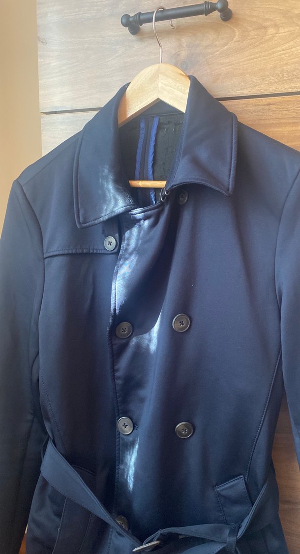 Erkek lacivelt scuba Kemerli Midi Trençkot - Görsel 2