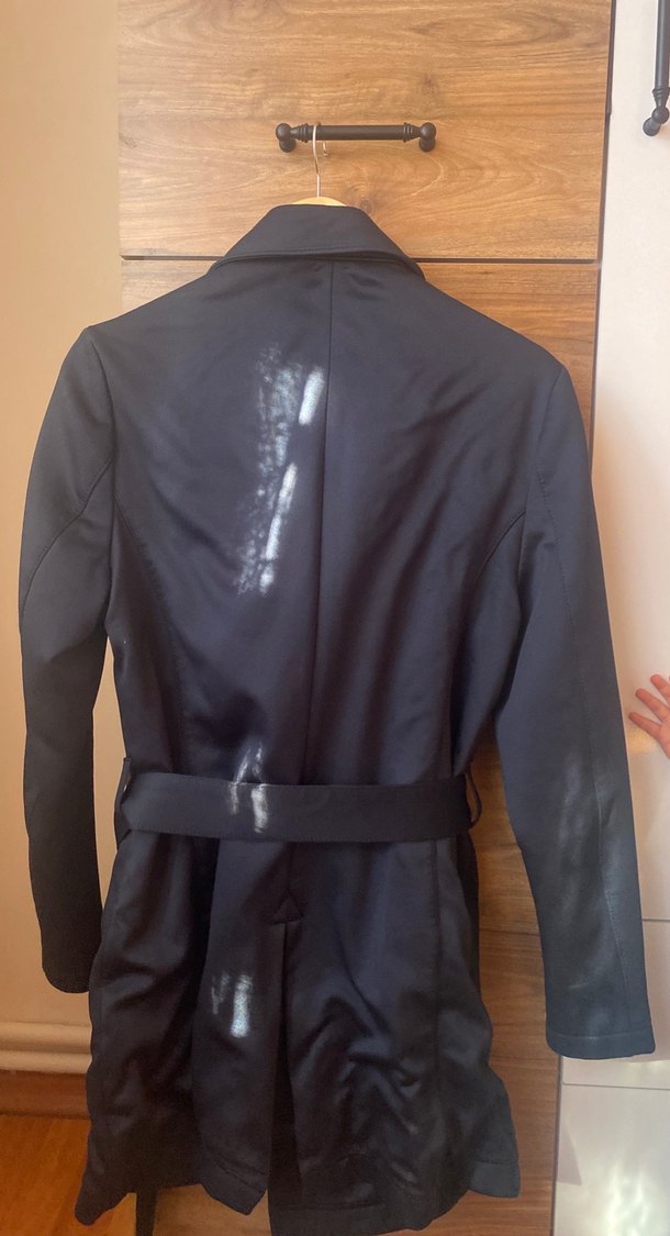 Erkek lacivelt scuba Kemerli Midi Trençkot - Görsel 4