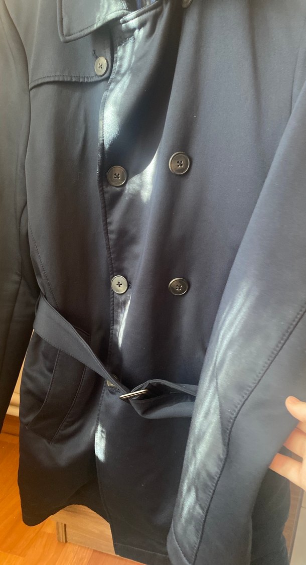 Erkek lacivelt scuba Kemerli Midi Trençkot - Görsel 3