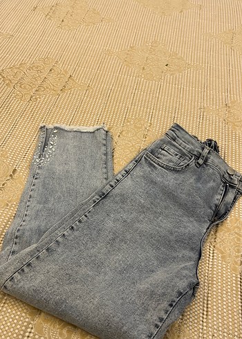 Diğer Yuksek Bel Gri Yikamali Denim Jean