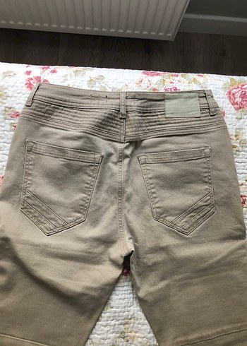 Bej Büzgülü Bershka Salaş Kot Pantolon - Görsel 4