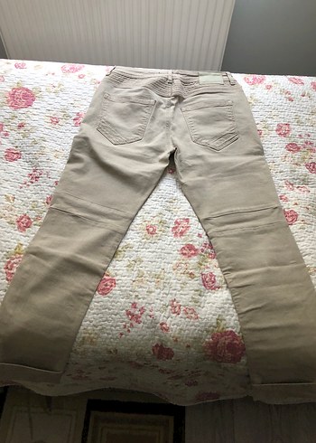 Bej Büzgülü Bershka Salaş Kot Pantolon - Görsel 2