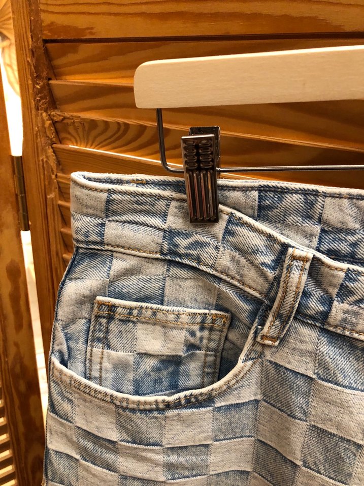 Bershka Ekose Desenli Bol Kesim Unisex Baggy Jean - Görsel 4