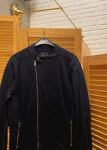 ZARA Siyah Süet Biker Ceket, Fermuarlı, Regular Fit - Görsel 3