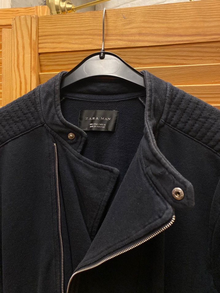 ZARA Siyah Süet Biker Ceket, Fermuarlı, Regular Fit - Görsel 2