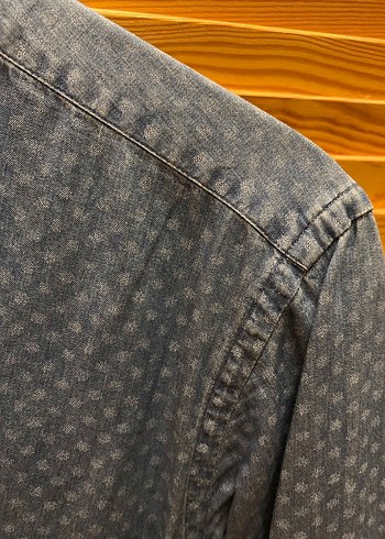 Gri-mavi Desenli Denim Erkek Gömlek - Görsel 2