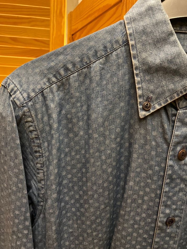 Gri-mavi Desenli Denim Erkek Gömlek - Görsel 4