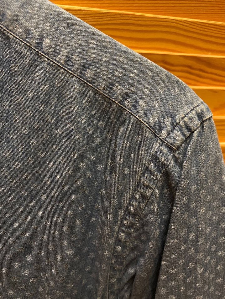 Gri-mavi Desenli Denim Erkek Gömlek - Görsel 2