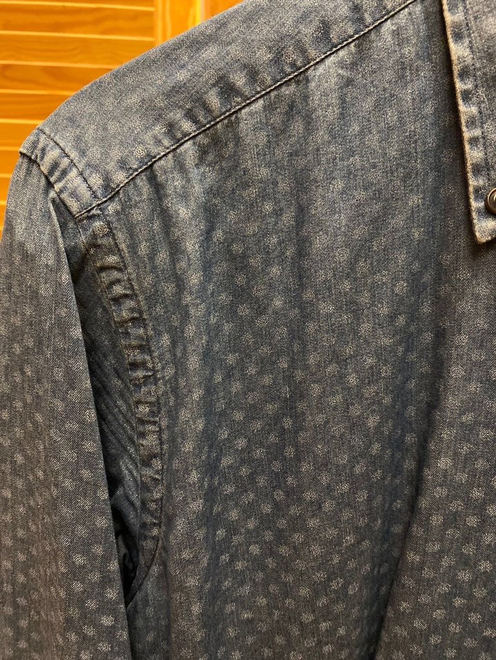 Gri-mavi Desenli Denim Erkek Gömlek - Görsel 3