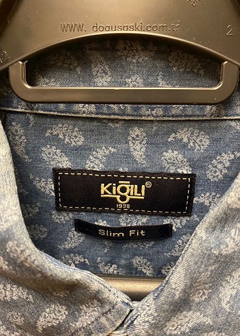 KİĞILI Uzun Kollu Mavi Desenli Denim Erkek Gömlek - Görsel 4