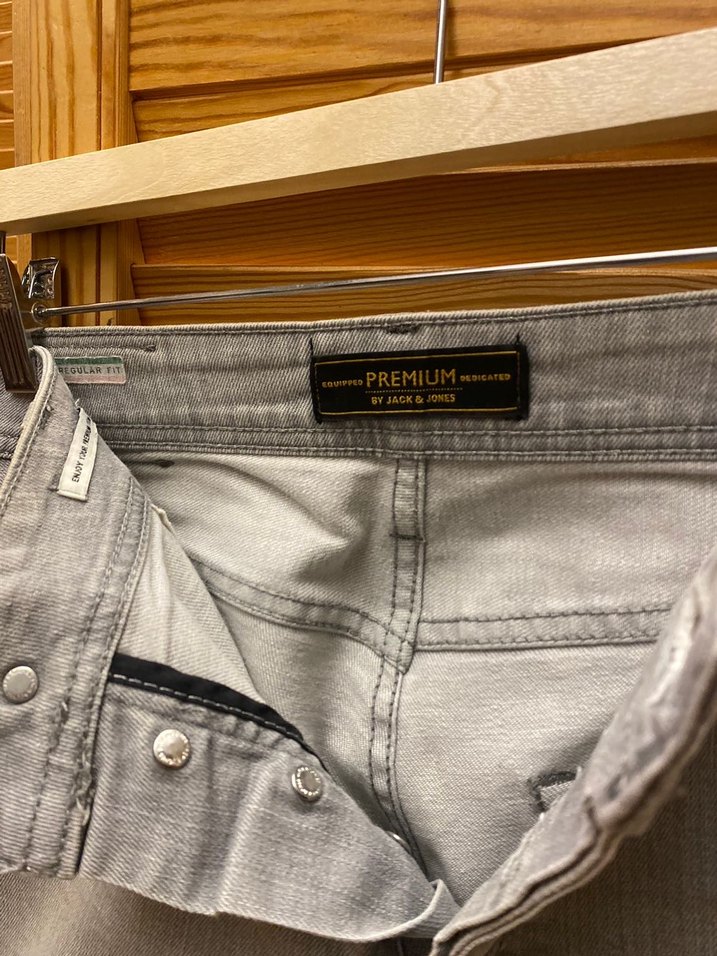 Jack&Jones Gri Regular Fit Denim Erkek Jean - Görsel 3