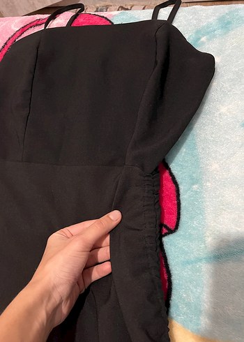 Siyah Askılı Uzun Drapeli Kadın Abiye Elbise - Görsel 4