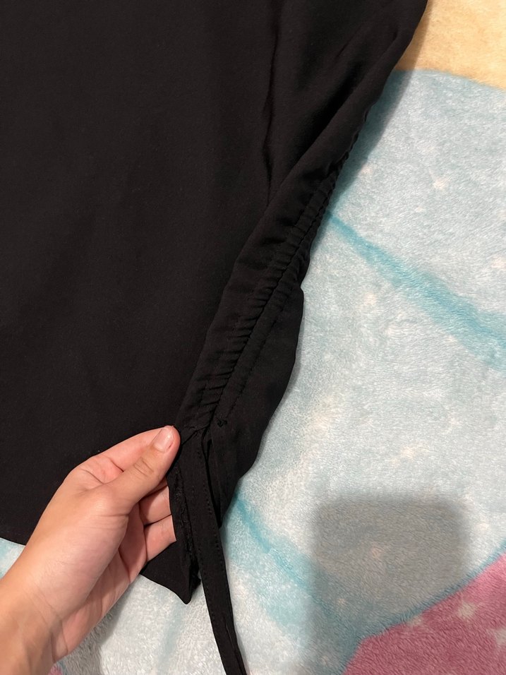 Siyah Askılı Uzun Drapeli Kadın Abiye Elbise - Görsel 3