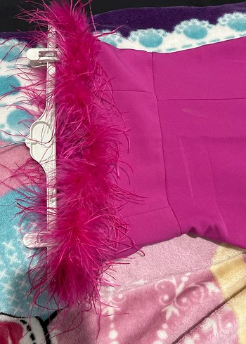 Pembe Drapeli Uzun Straplez Abiye Elbise - Görsel 3