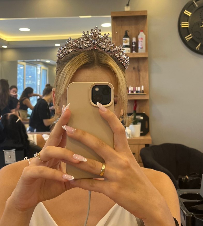 Dantel İşlemeli Pudra Pembe Straplez Uzun Abiye - Görsel 4