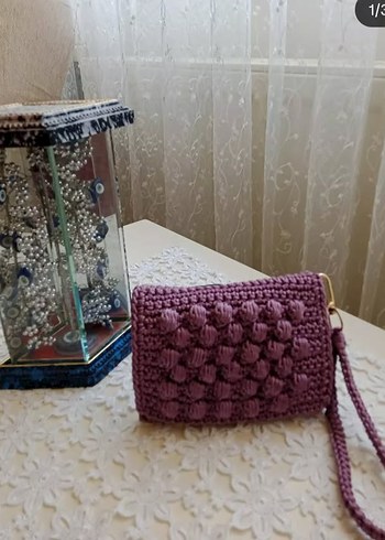 Pembe Örgü Kadın El Çantası - Görsel 2