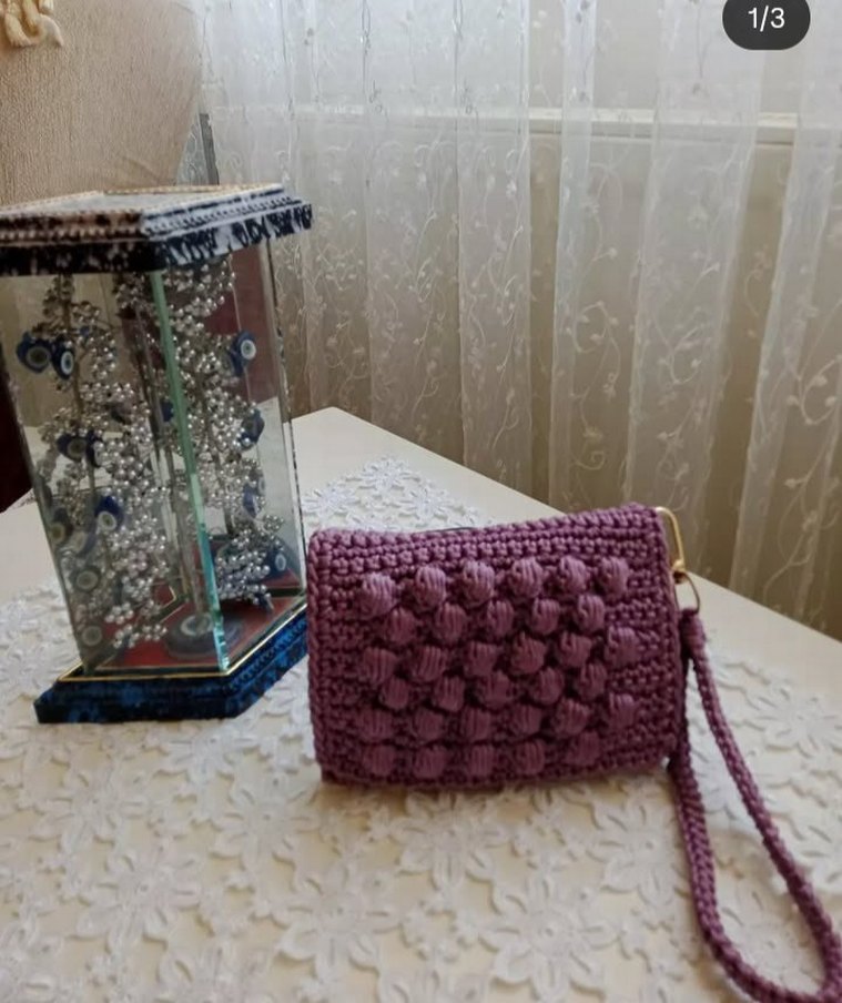 Pembe Örgü Kadın El Çantası - Görsel 2