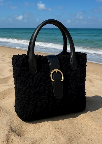 Boncuklu Yeşil Örgü Kadın Çanta - Görsel 7