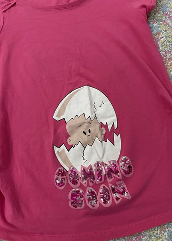 Renkli Payetli Hamile Tişörtü - Görsel 2