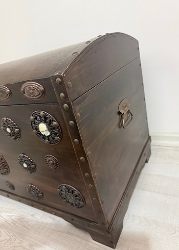 Koyu Kahverengi Ahşap Sandık - Görsel 5