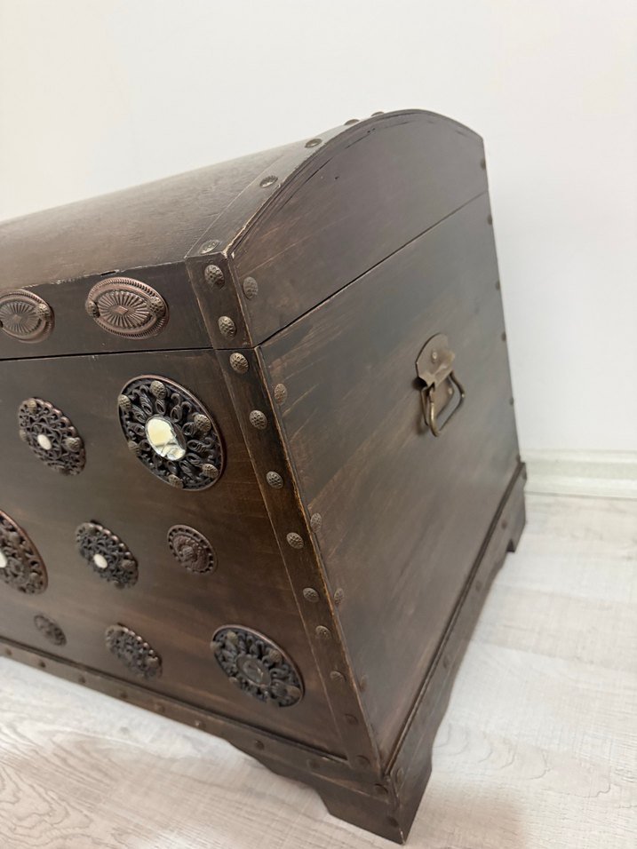 Koyu Kahverengi Ahşap Sandık - Görsel 5