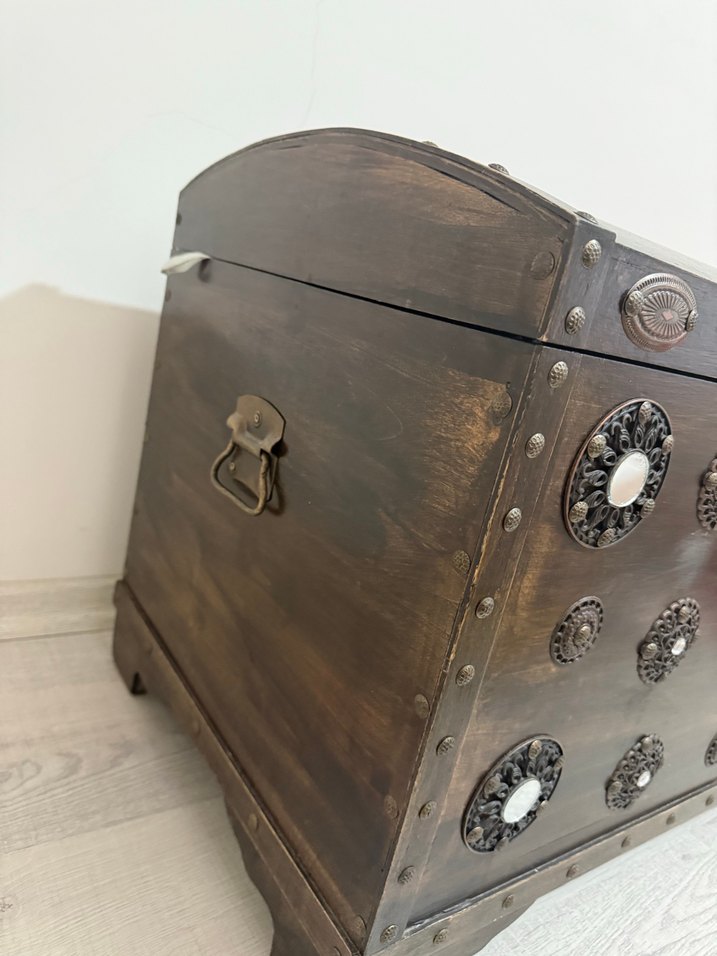 Koyu Kahverengi Ahşap Sandık - Görsel 4