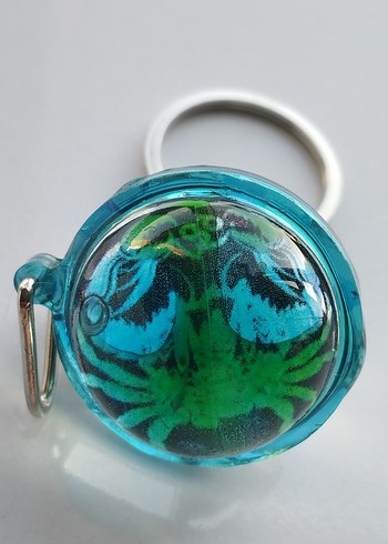 Şeffaf Turkuaz Zodiac Yengec Burcu Anahtarlık - Görsel 2