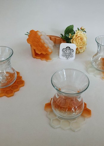 Bal Peteği Desenli Bardak-Fincan Altlığı - Görsel 3