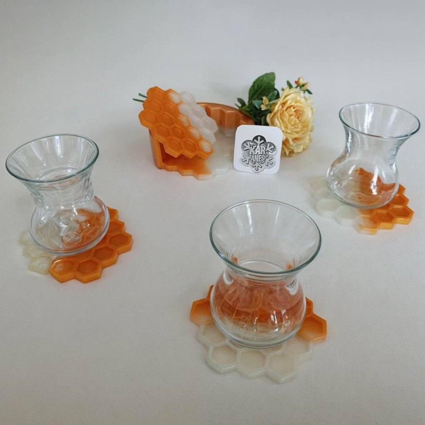 Bal Peteği Desenli Bardak-Fincan Altlığı - Görsel 3