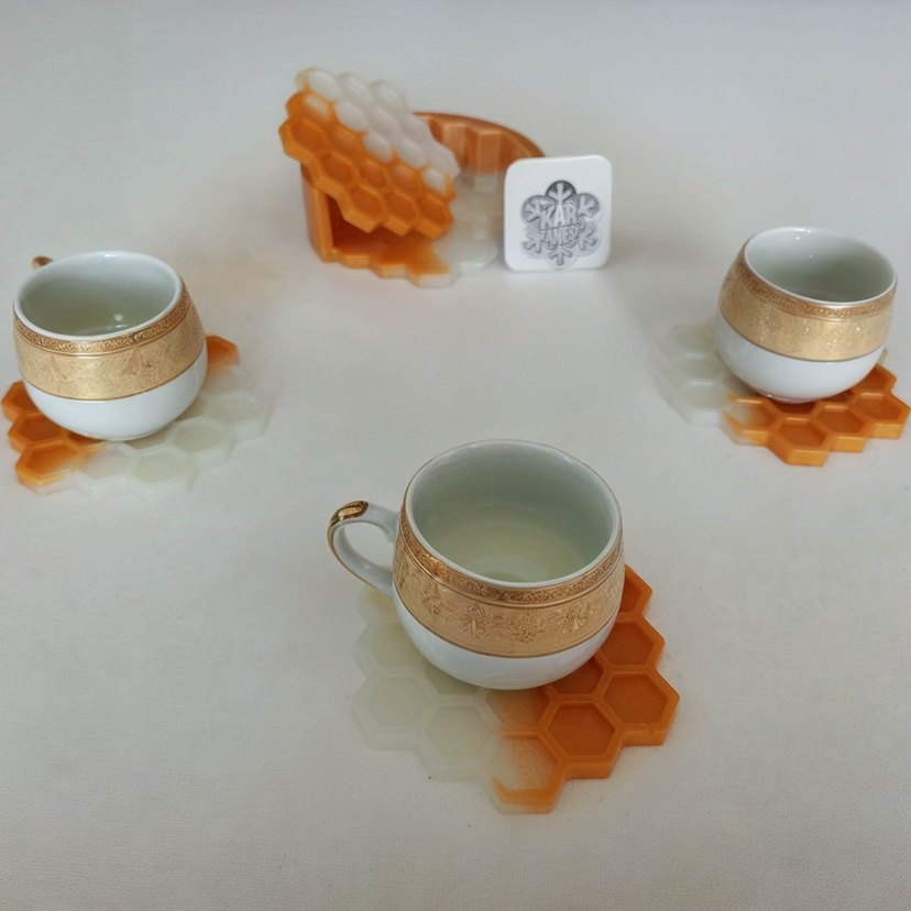 Bal Peteği Desenli Bardak-Fincan Altlığı - Görsel 5