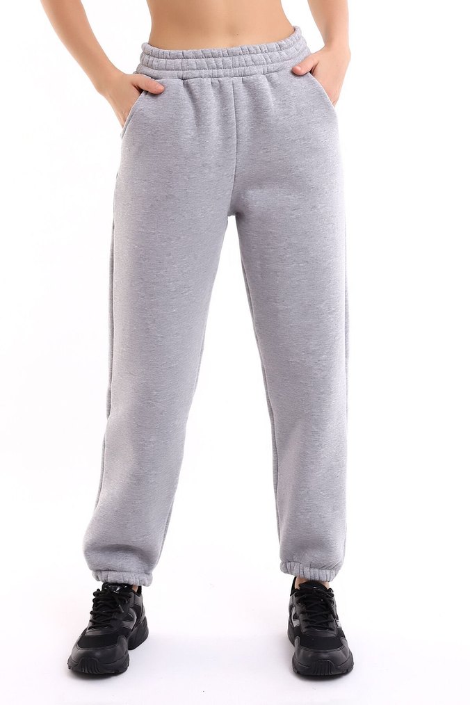 Siyah ve gri  Rahat Kesim Erkek Eşofman Altı - Görsel 2