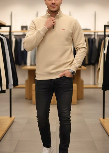 Diğer Bej Erkek Sweatshirt Regular Fit