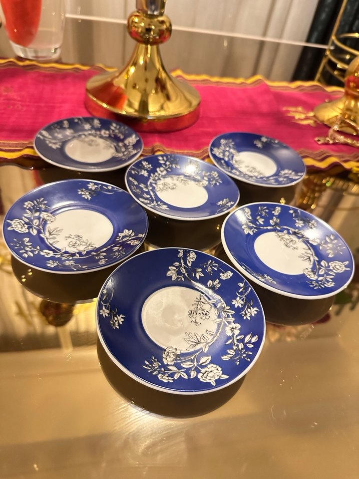 Mavi Çiçek Desenli Klasik Tabak - Görsel 3