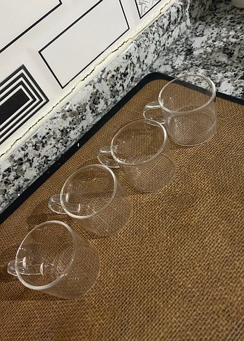 Şeffaf Kulplu Cam Fincan Seti 4lü - Görsel 3