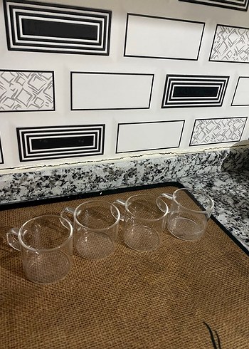 Şeffaf Kulplu Cam Fincan Seti 4lü - Görsel 2