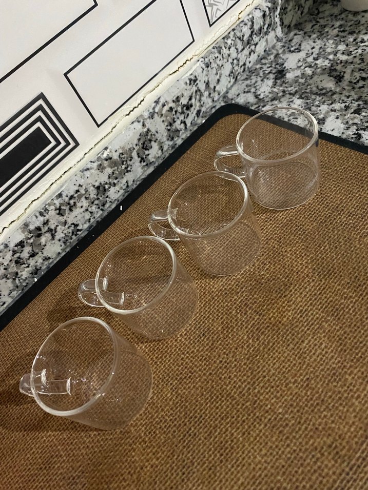 Şeffaf Kulplu Cam Fincan Seti 4lü - Görsel 3