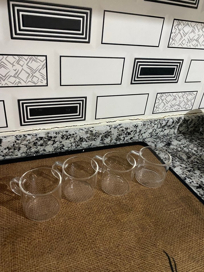 Şeffaf Kulplu Cam Fincan Seti 4lü - Görsel 2