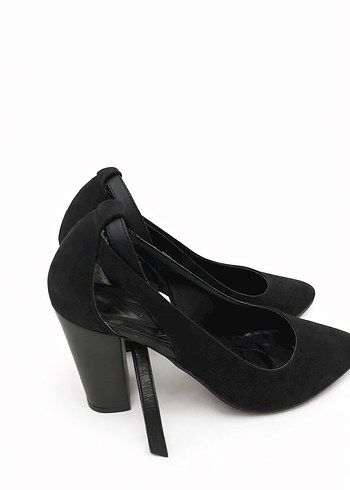 Siyah Süet Kemerli Blok Topuklu Kadın Ayakkabı - Görsel 2