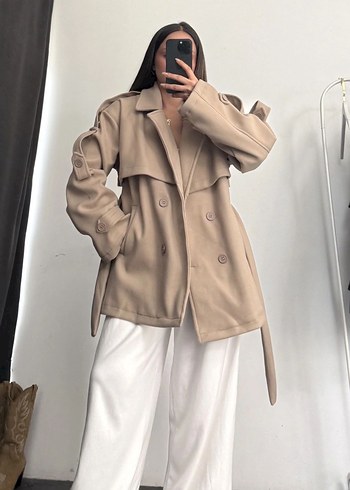 Bej Süet Midi Kadın Trençkot - Görsel 3