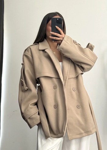 Bej Süet Midi Kadın Trençkot - Görsel 2