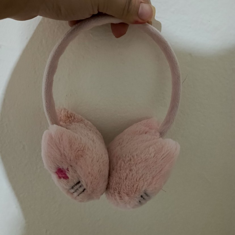 Pembe Peluş Kedi Şeklinde kulaklık - Görsel 2