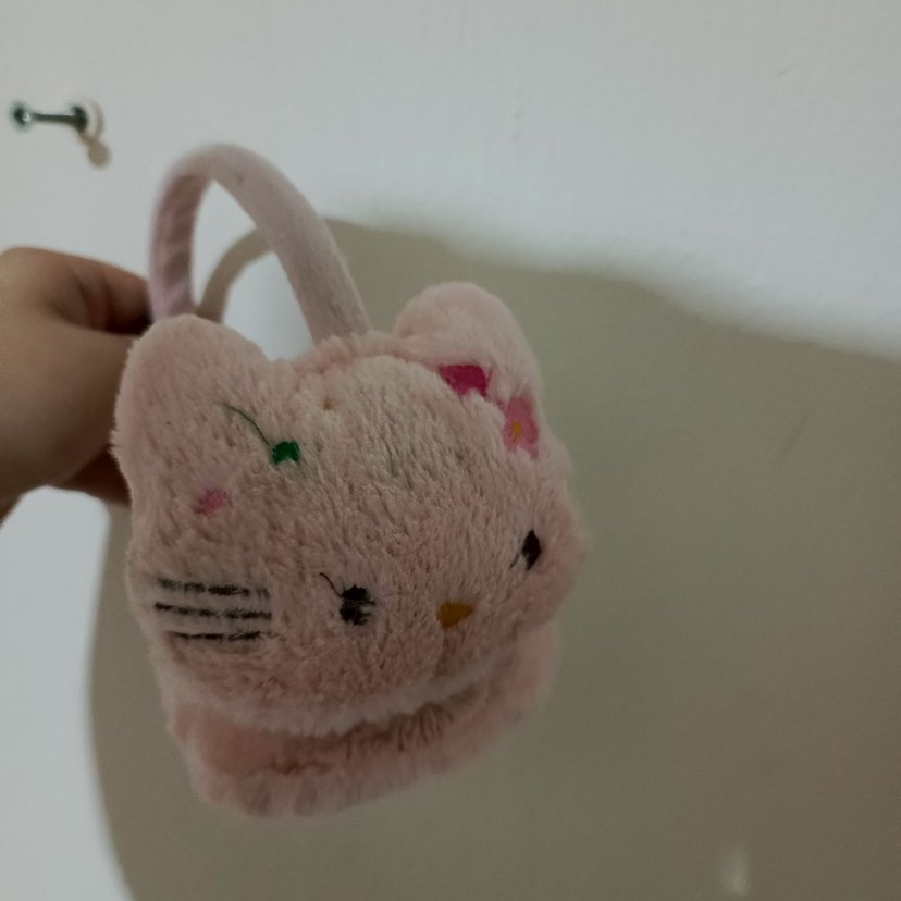 Pembe Peluş Kedi Şeklinde kulaklık - Görsel 3