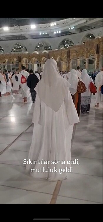 Diğer Beyaz ekru bol tesettür umre elbisesi
