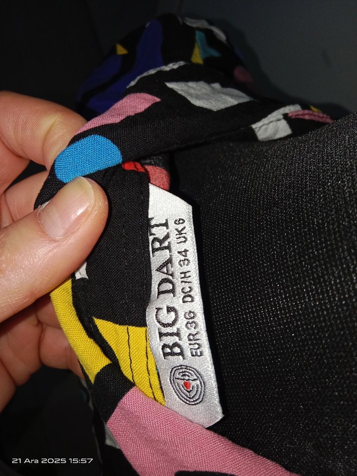 Renkli Desenli Kadın Uzun Kollu Gömlek/S - Görsel 4