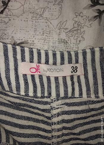 Kadın Gri Çizgili Keten Kısa Şort - Görsel 3