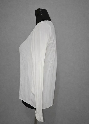 Beyaz Kadın Uzun Kollu Şifon Bluz/S - Görsel 2