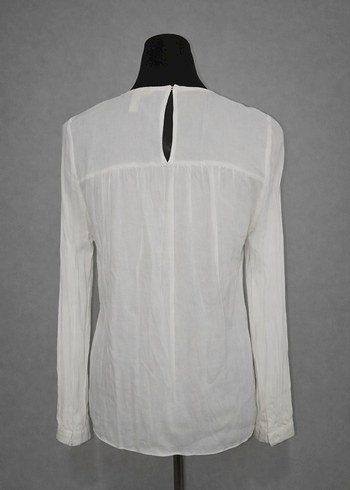 Beyaz Kadın Uzun Kollu Şifon Bluz/S - Görsel 3