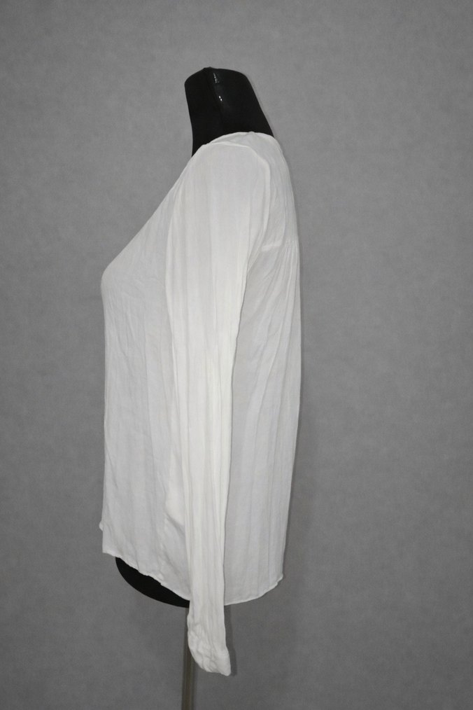 Beyaz Kadın Uzun Kollu Şifon Bluz/S - Görsel 2