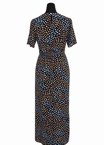 Renkli Pileli Uzun Kadın Elbise - Görsel 4