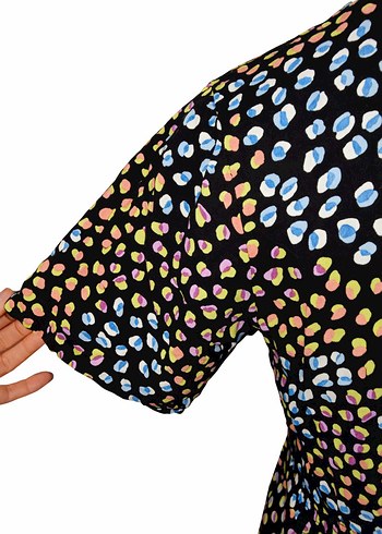 Renkli Pileli Uzun Kadın Elbise - Görsel 5